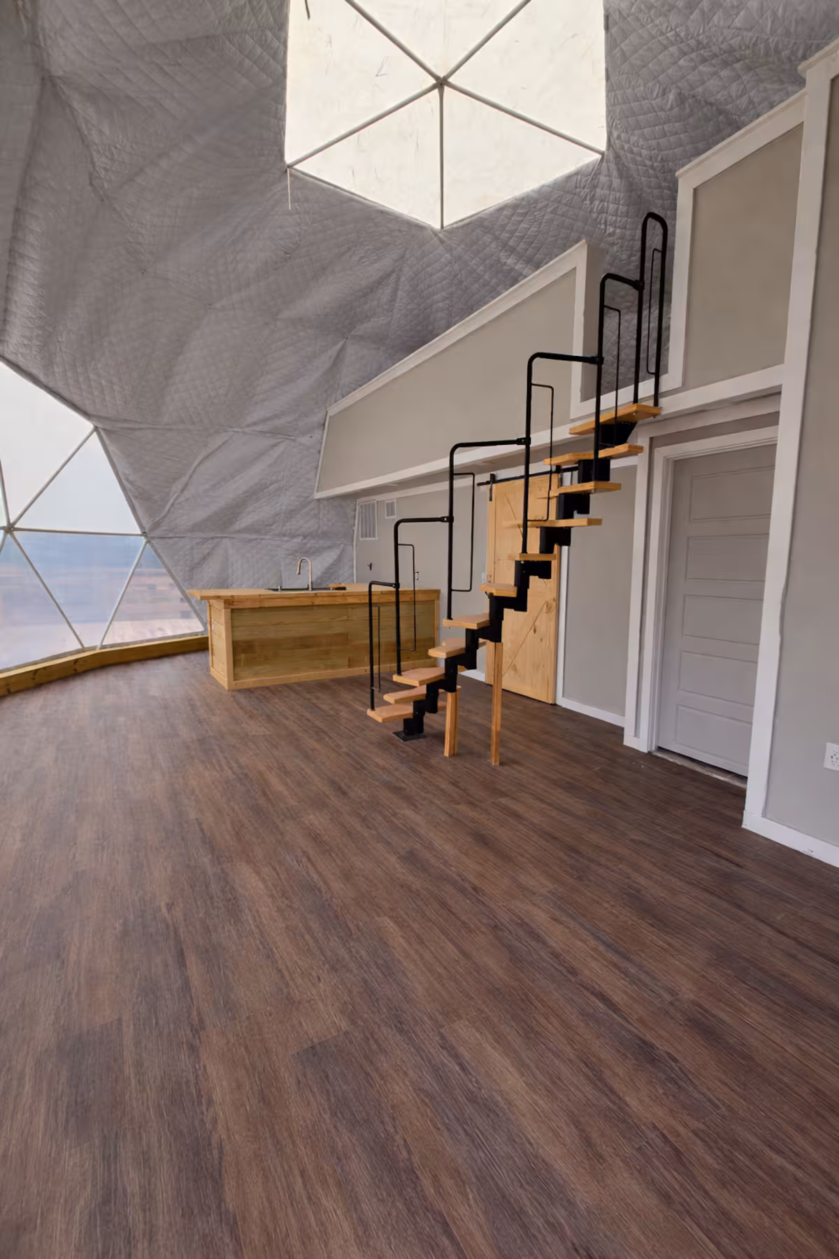 Interior living space inside the geodesic dome
