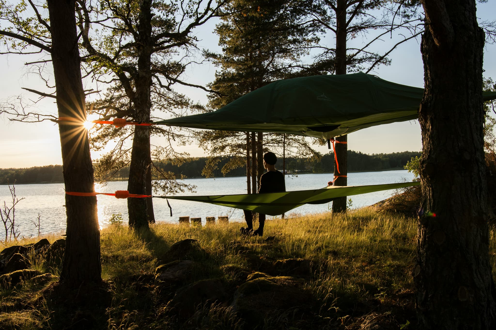 Geodesic dome overlooking the serene private pond