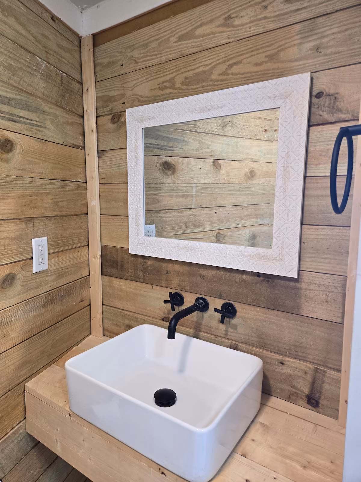 Luxury bathroom with modern fixtures and premium amenities in geodesic dome
